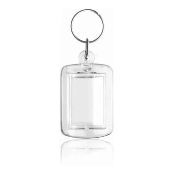 [3836] LLAVERO PLASTICO CRISTAL MEDIO CANO 3.5 X 5 CM