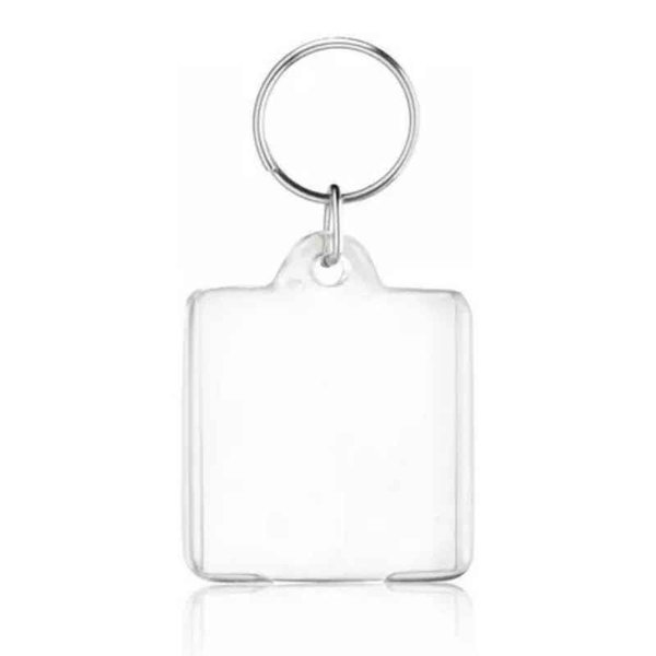 [3838] LLAVERO PLASTICO CRISTAL CUADRADO 4.0 X 4.0 CM