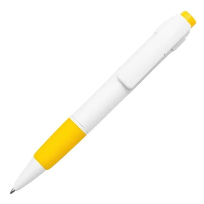 Boligrafo NIZA PLASTICO CUERPO BLANCO DETALLE AMARILLO