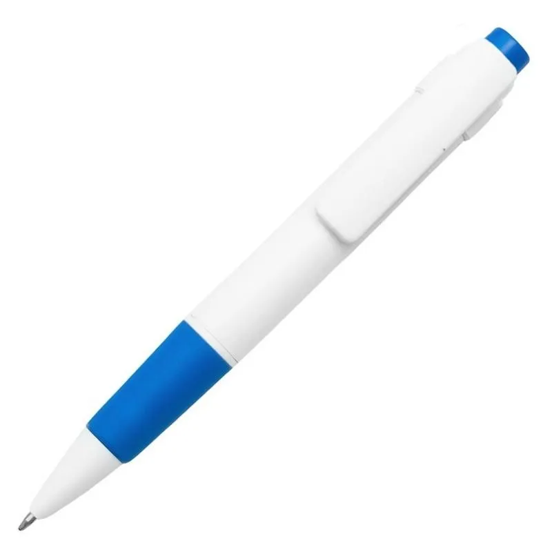 Boligrafo NIZA PLASTICO CUERPO BLANCO DETALLE AZUL