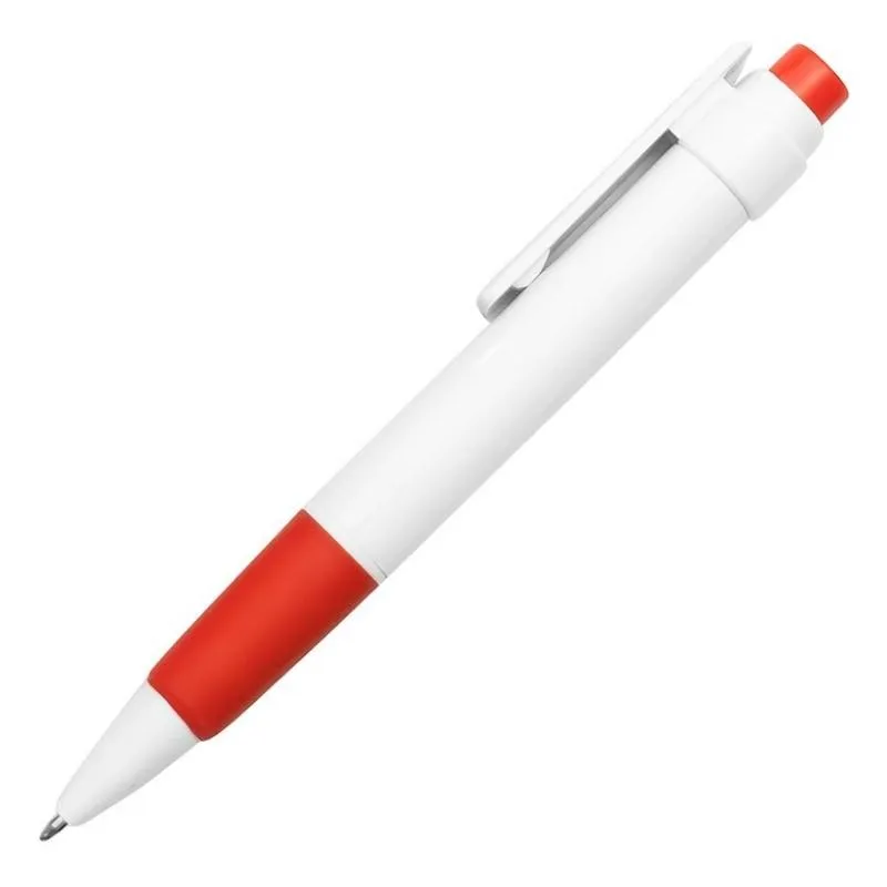 Boligrafo NIZA PLASTICO CUERPO BLANCO DETALLE ROJO