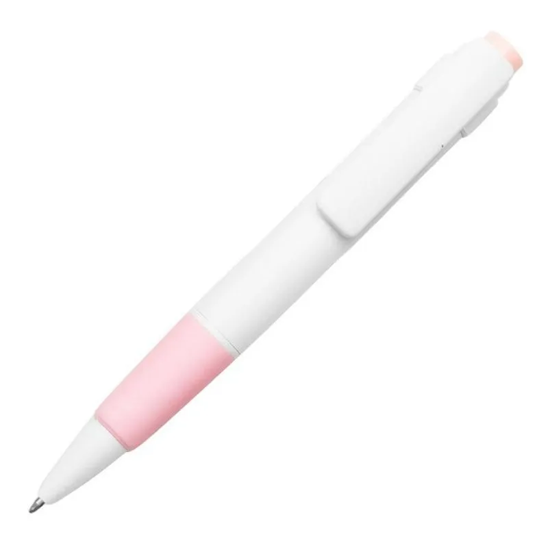 Boligrafo NIZA PLASTICO CUERPO BLANCO DETALLE ROSA PASTEL
