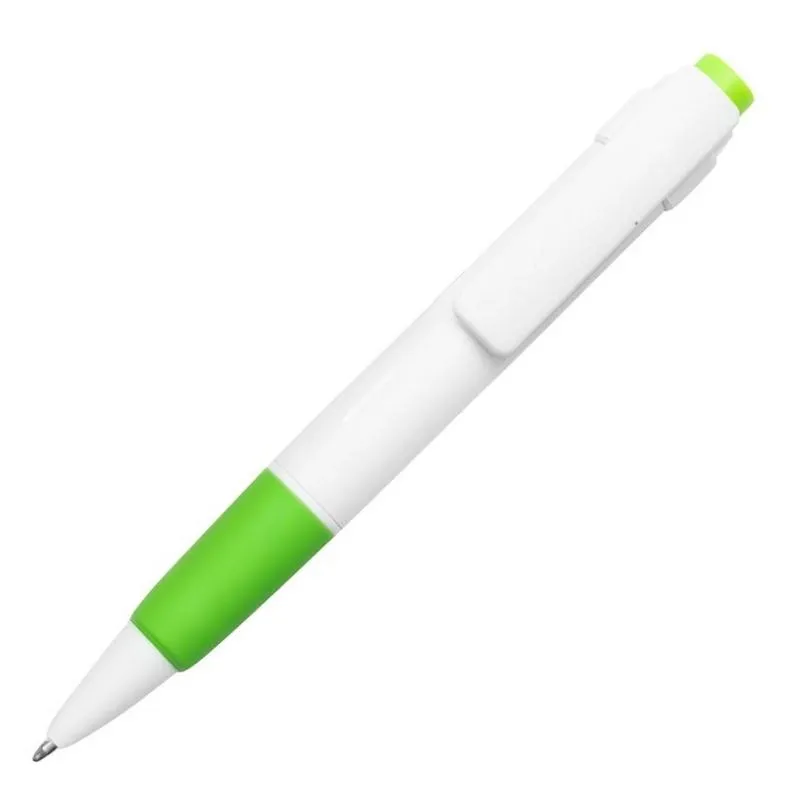 Boligrafo NIZA PLASTICO CUERPO BLANCO DETALLE VERDE CLARO