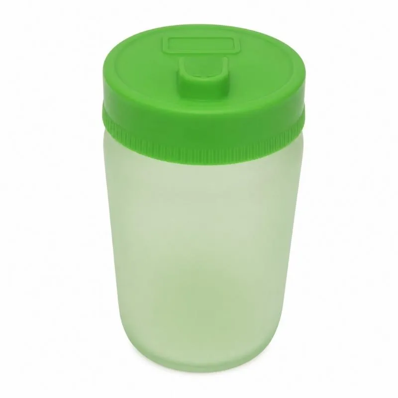 [4120] FRASCO DE VIDRIO ESMERILADO CON ESPECIERO COLOR VERDE SUBLIMABLE 360 ML