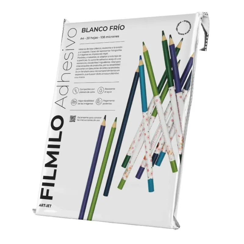 [5020] FILMINO ADHESIVO BLANCO FRIO A4 X20 HOJAS 108 MICRONES ART-JET