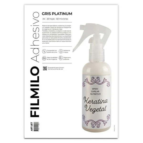[5021] FILMINO ADHESIVO GRIS PLATINUM A4 X20 HOJAS 60 MICRONES ART-JET