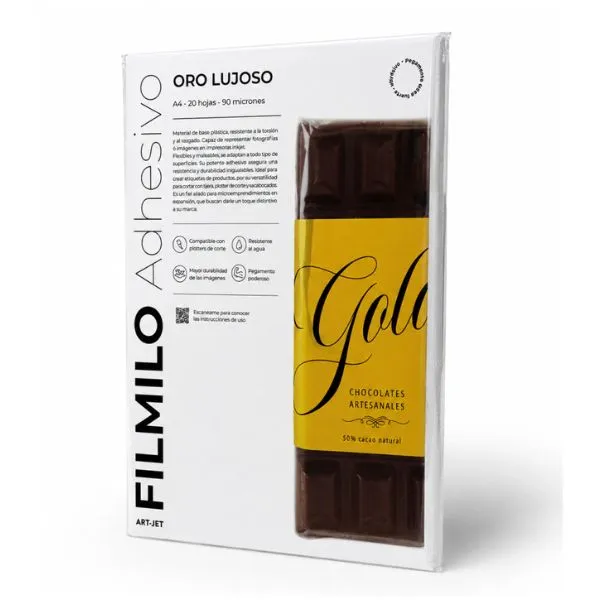 [5023] FILMINO ADHESIVO ORO LUJOSO A4 X20 HOJAS 90 MICRONES ART-JET