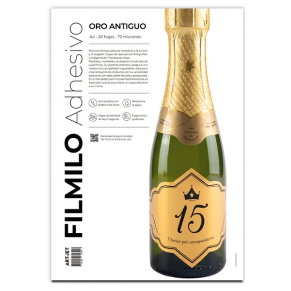 [5024] FILMINO ADHESIVO ORO ANTIGUO A4 X20 HOJAS 72 MICRONES ART-JET