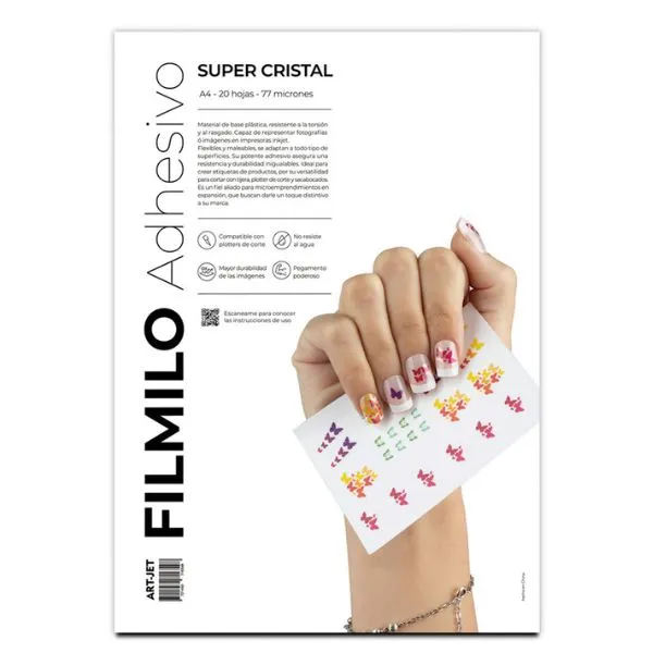 [5025] FILMINO ADHESIVO SUPER CRISTAL A4 X20 HOJAS 77 MICRONES ART-JET