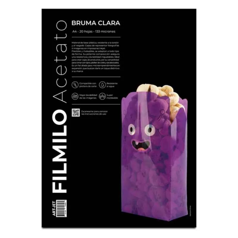 [5028] FILMINO ACETATO BRUMA CLARA A4 X20 HOJAS 133 MICRONES ART-JET