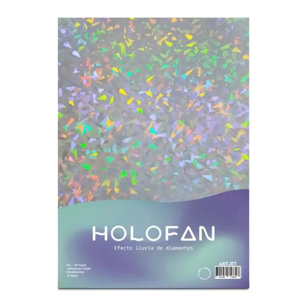 [5106] HOLOFAN A4 ARTJET RESMA 20 HOJAS AUTOADHESIVO INK JET EFECTO LLUVIA DE DIAMANTES
