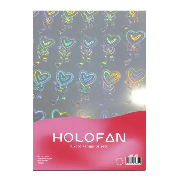 [5109] HOLOFAN A4 ARTJET RESMA 20 HOJAS AUTOADHESIVO INK JET EFECTO RAFAGA DE AMOR
