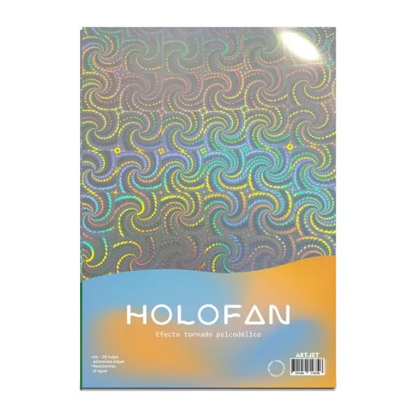 [5110] HOLOFAN A4 ARTJET RESMA 20 HOJAS AUTOADHESIVO INK JET EFECTO TORNADO PSICODELICO