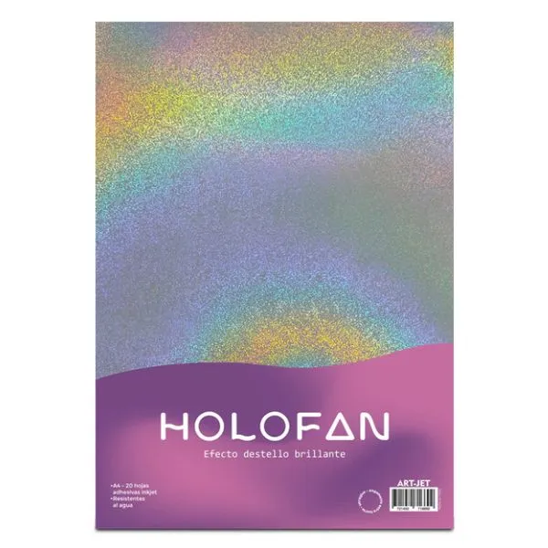 [5112] HOLOFAN A4 ARTJET RESMA 20 HOJAS AUTOADHESIVO INK JET EFECTO DESTELLO BRILLANTE