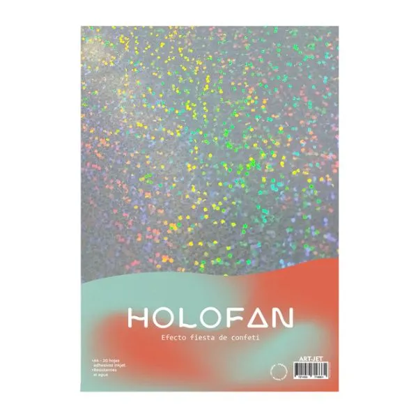 [5113] HOLOFAN A4 ARTJET RESMA 20 HOJAS AUTOADHESIVO INK JET EFECTO FIESTA DE CONFETI