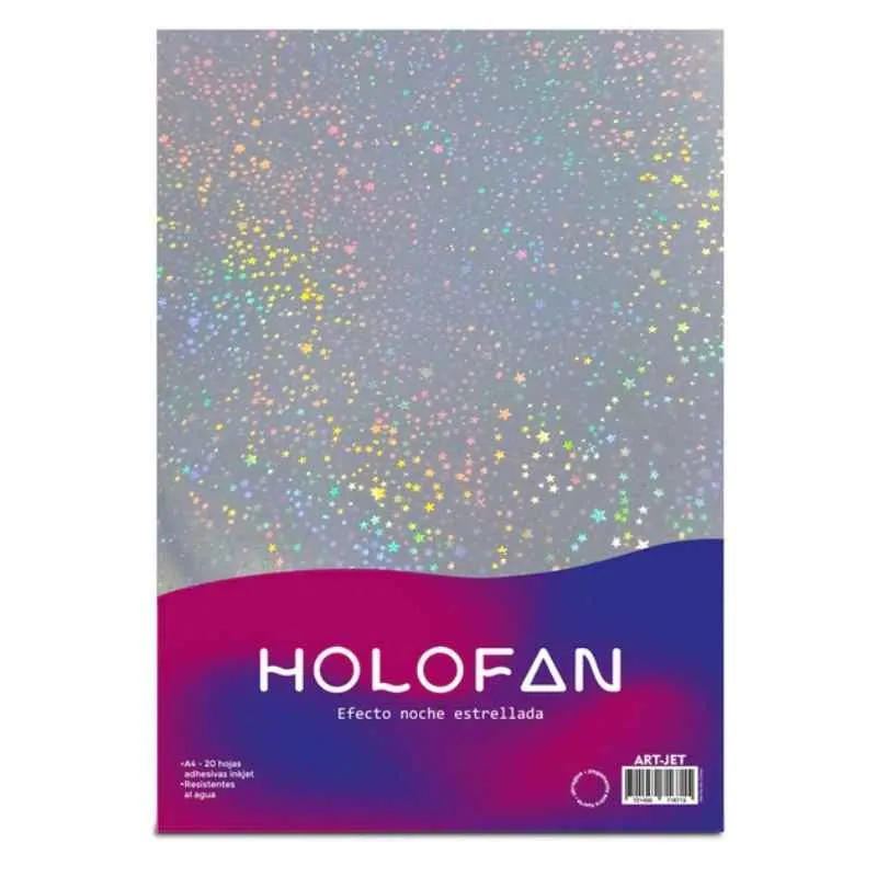 [5114] HOLOFAN A4 ARTJET RESMA 20 HOJAS AUTOADHESIVO INK JET EFECTO NOCHE ESTRELLADA