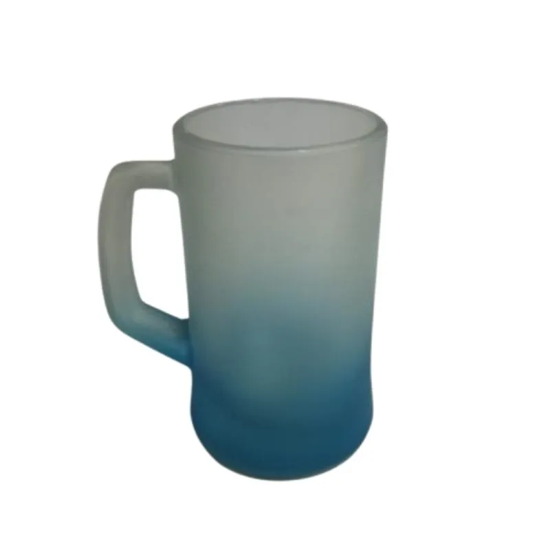 [5987] CHOP DE VIDRIO COMBINADO ESMERILADO Y AZUL 350 ML