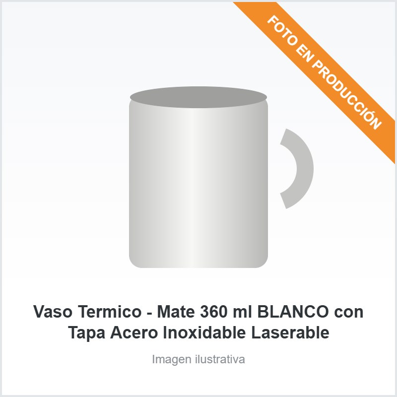 [6197] Vaso Termico - Mate 360 ml BLANCO con Tapa Acero Inoxidable Laserable