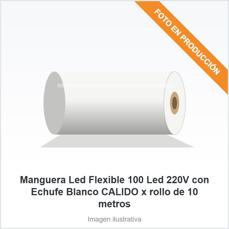 [6575] Manguera Led Flexible 100 Led 220V con Echufe Blanco CALIDO x rollo de 10 metros