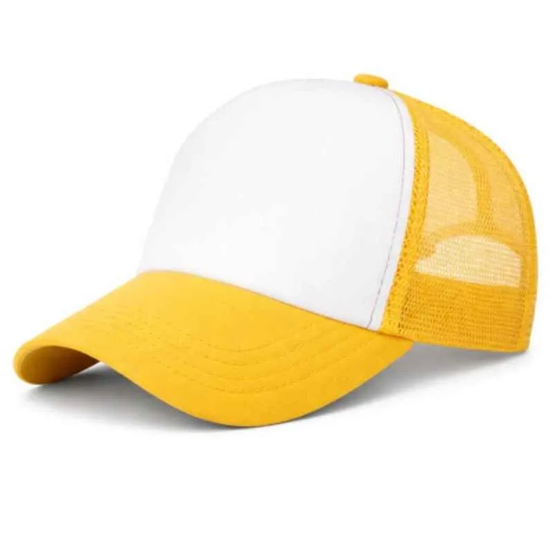 G06 Gorra Trucker Vicera y Red AMARILLA Frente BLANCA