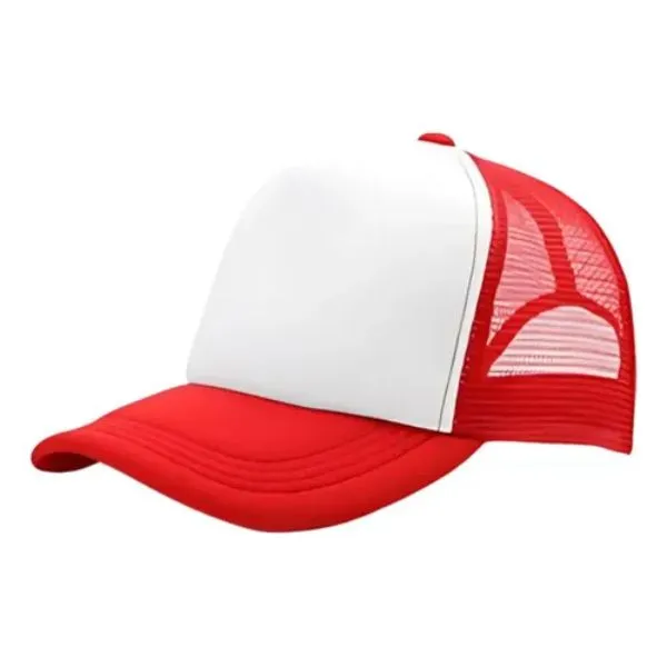 G06 Gorra Trucker Vicera y Red ROJO Frente BLANCA
