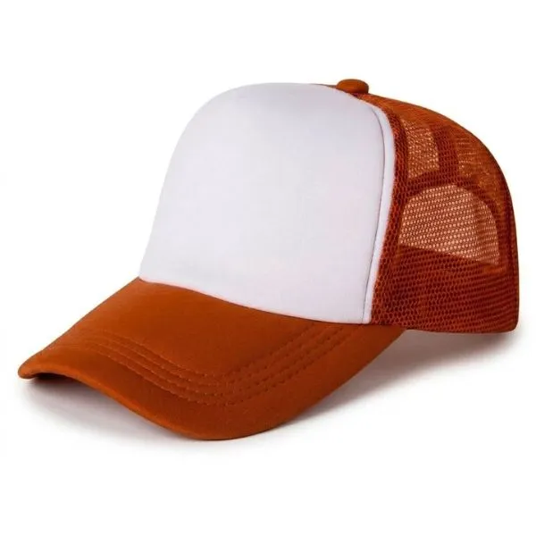 G06 Gorra Trucker Vicera y Red NARANJA Frente BLANCA