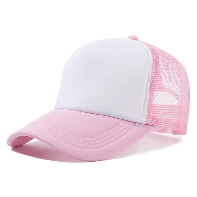 G06 Gorra Trucker TALLE INFANTIL Vicera y Red ROSA Frente BLANCA