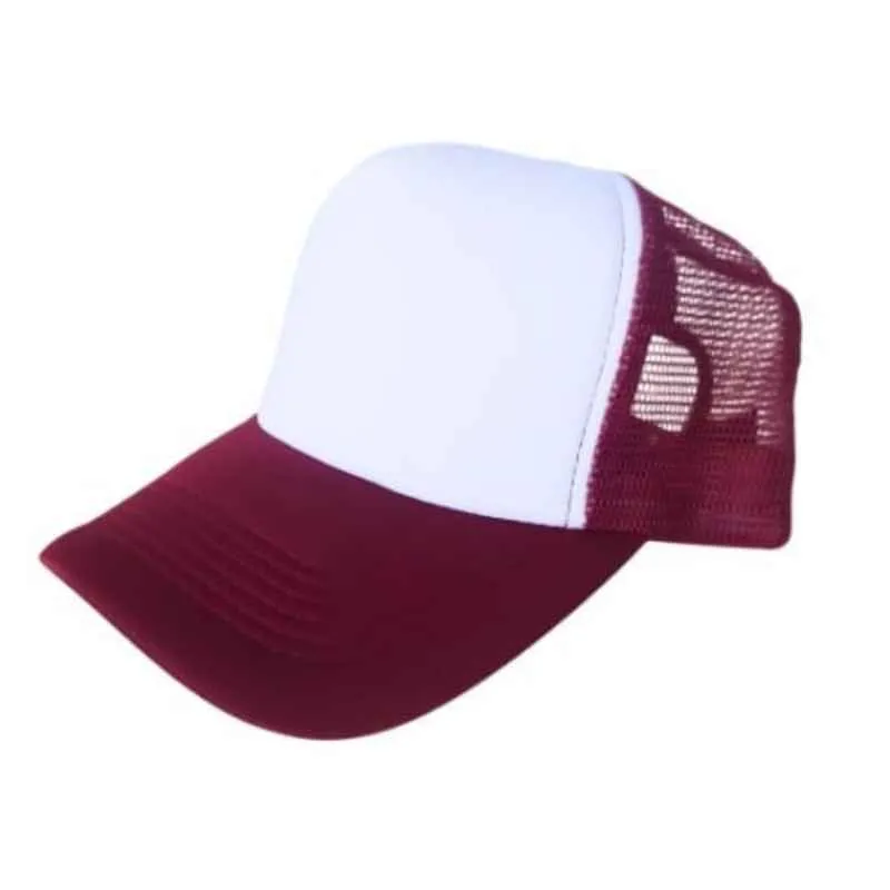 G06 Gorra Trucker Vicera y Red BORDO Frente BLANCO