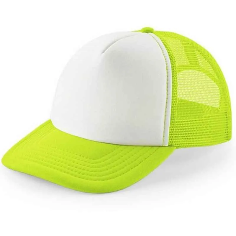 G06 Gorra Trucker Vicera y Red AMARILLO FLUO Frente BLANCO