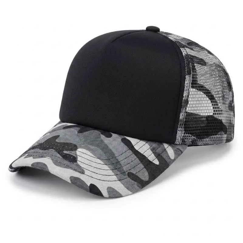 G06 Gorra Trucker Vicera y Red GRIS CAMUFLADO Frente NEGRO