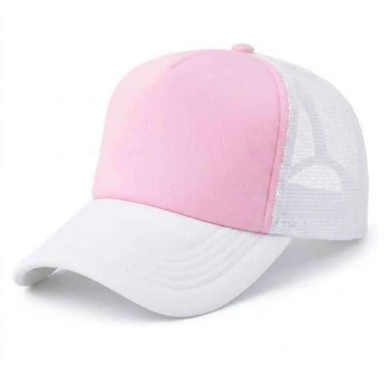 [5800] G06 Gorra Trucker Vicera y Red  BLANCA Frente ROSA