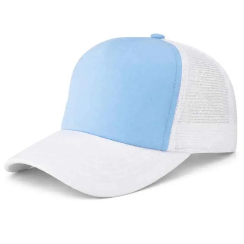 [5801] G06 Gorra Trucker Vicera y Red  BLANCA Frente CELESTE