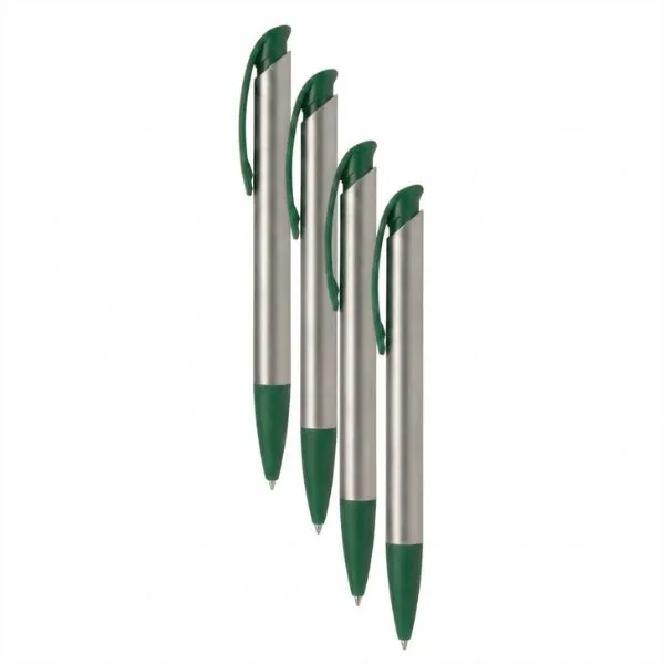 Boligrafo Plastico ZEUS CUERPO COLOR METAL DETALLES VERDE x10 Unidades