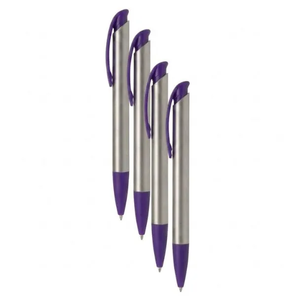 Boligrafo Plastico ZEUS CUERPO COLOR METAL DETALLES VIOLETA x10 Unidades