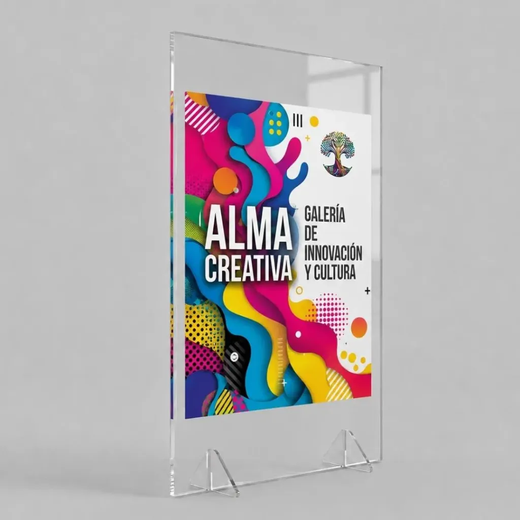 [PLACASUV47] Acrilico Cristal 8 mm imp UV CMYK + Blanco 39 x 60 cm