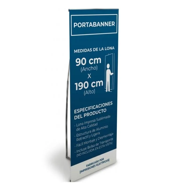 Banner Impreso con Portabanner INDESARMABLE Simple Tensor 90 X 190 cm