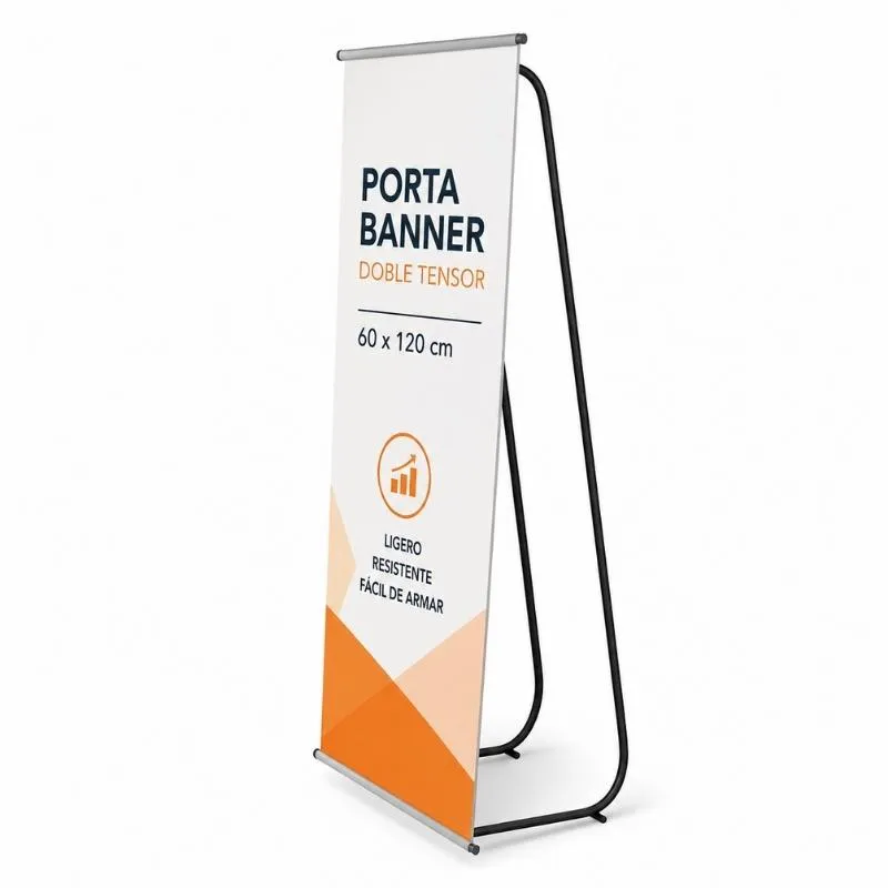 Banner Impreso con Portabanner INDESARMABLE Doble Tensor 60 X 120 cm