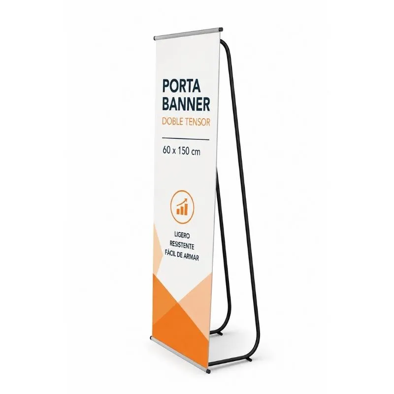 [ImprPorta17] Banner Impreso con Portabanner INDESARMABLE Doble Tensor 60 X 150 cm