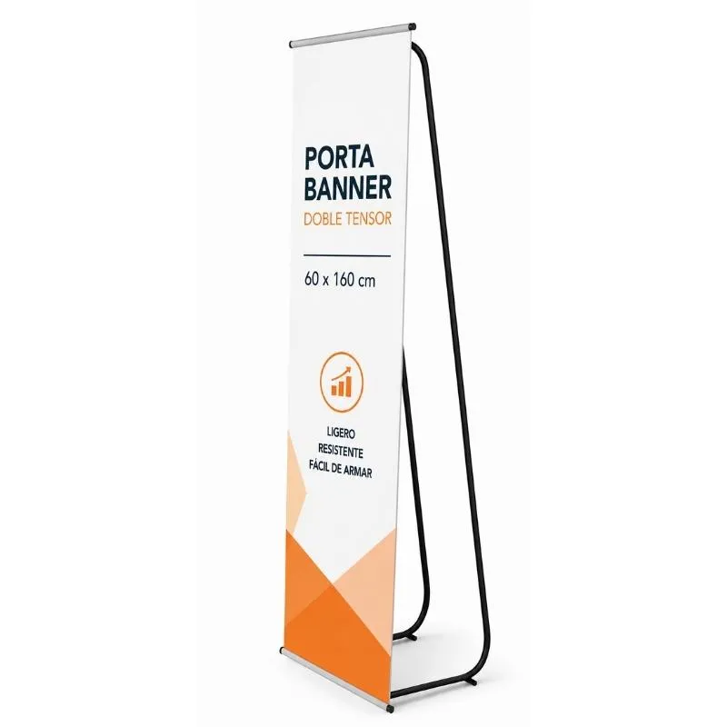 Banner Impreso con Portabanner INDESARMABLE Doble Tensor 60 X 160  cm