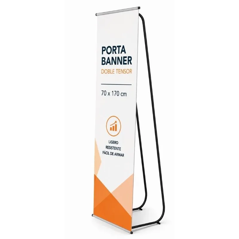 Banner Impreso con Portabanner INDESARMABLE Doble Tensor 70 X 170 cm