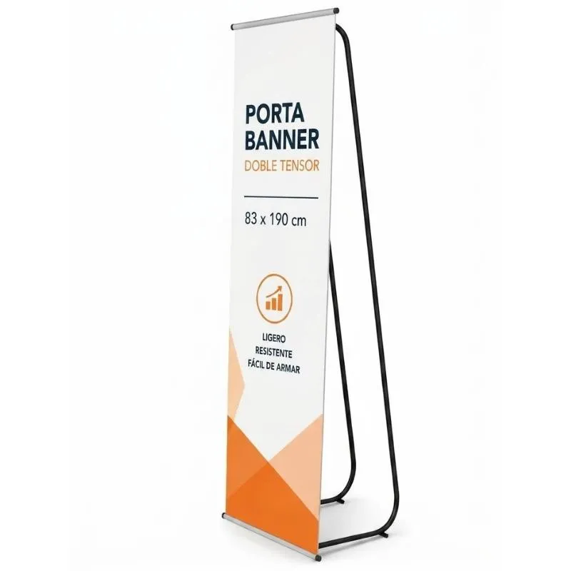 [ImprPorta20] Banner Impreso con Portabanner INDESARMABLE Doble Tensor 83 X 190 cm
