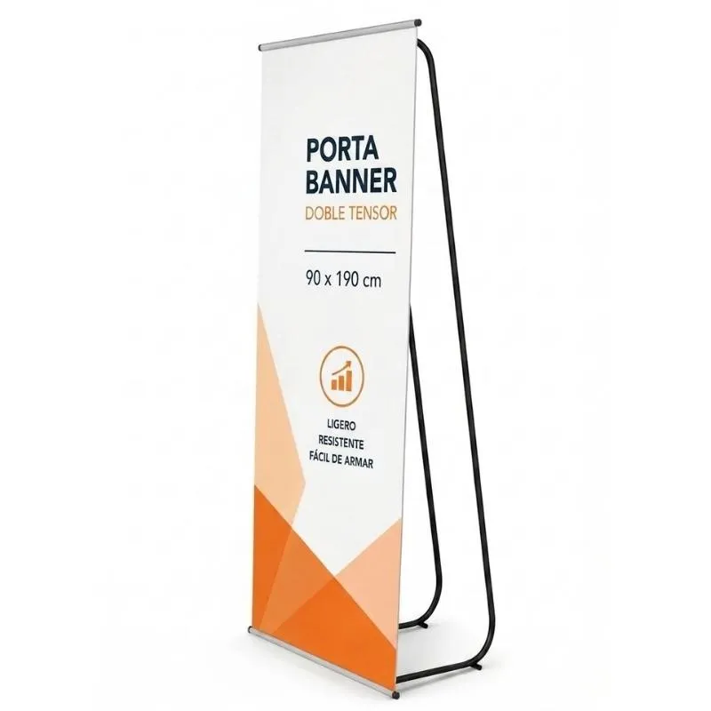 Banner Impreso con Portabanner INDESARMABLE Doble Tensor 90 X 190 cm