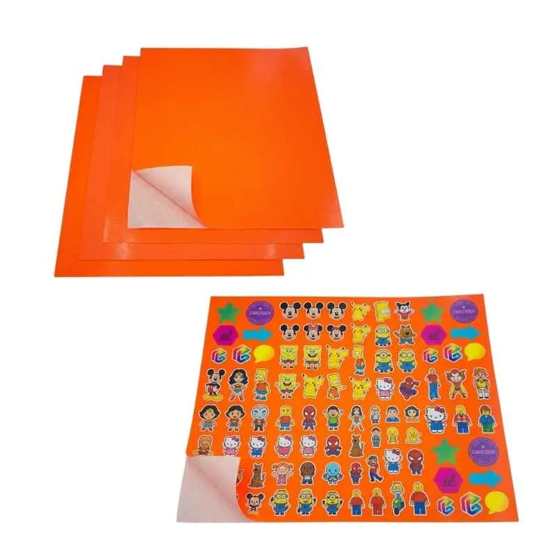 [IL-LAS-A3P-ADH-FLUO-N-4-0] Impresión Láser Adhesivo Flúo Naranja A3+ 4/0