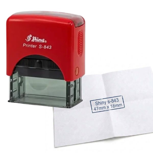 [SellCom50] Sello Completo SHINY S 843 SELLO AUTOMATICO 47x18mm Rojo
