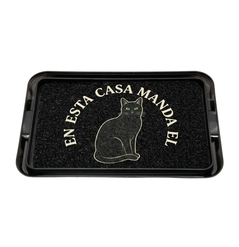 [AlfFel16] Bandeja Sanitizante con Alfonbra Negra Impresa UV 33 X 49 cm
