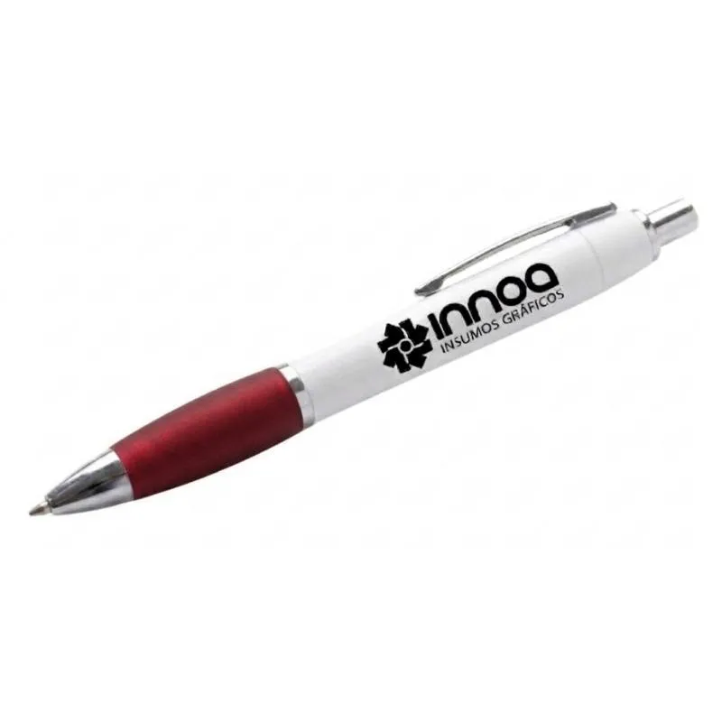 Boligrafo Grabado Laser K750 PLASTICO CUERPO BLANCO GRIP ROJO