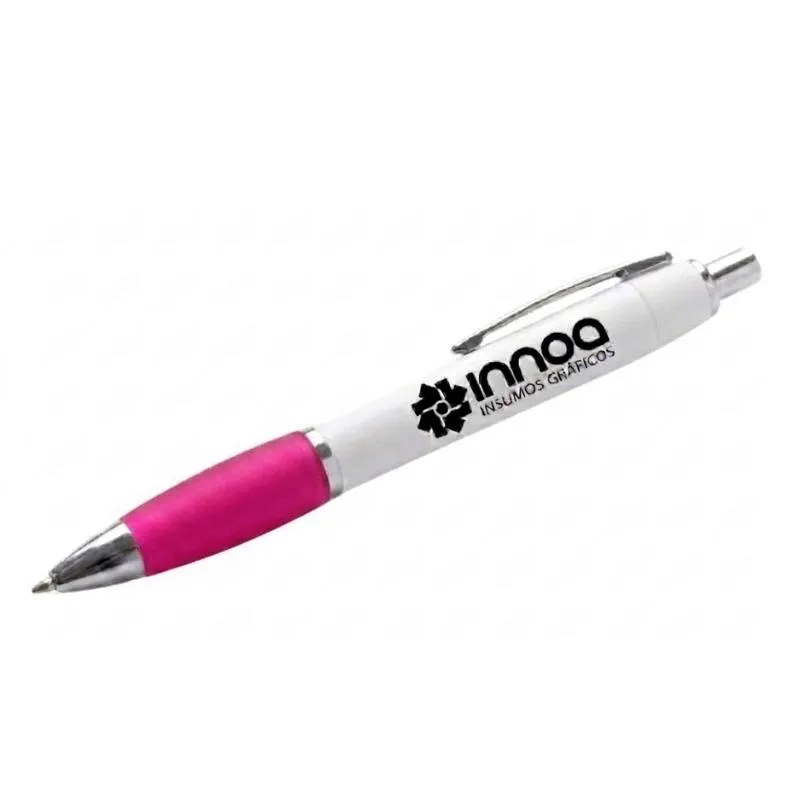 Boligrafo Grabado Laser K750 PLASTICO CUERPO BLANCO GRIP ROSA