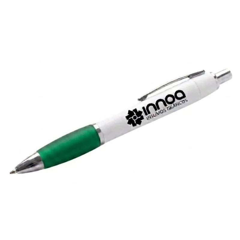 Boligrafo Grabado Laser K750 PLASTICO CUERPO BLANCO GRIP VERDE