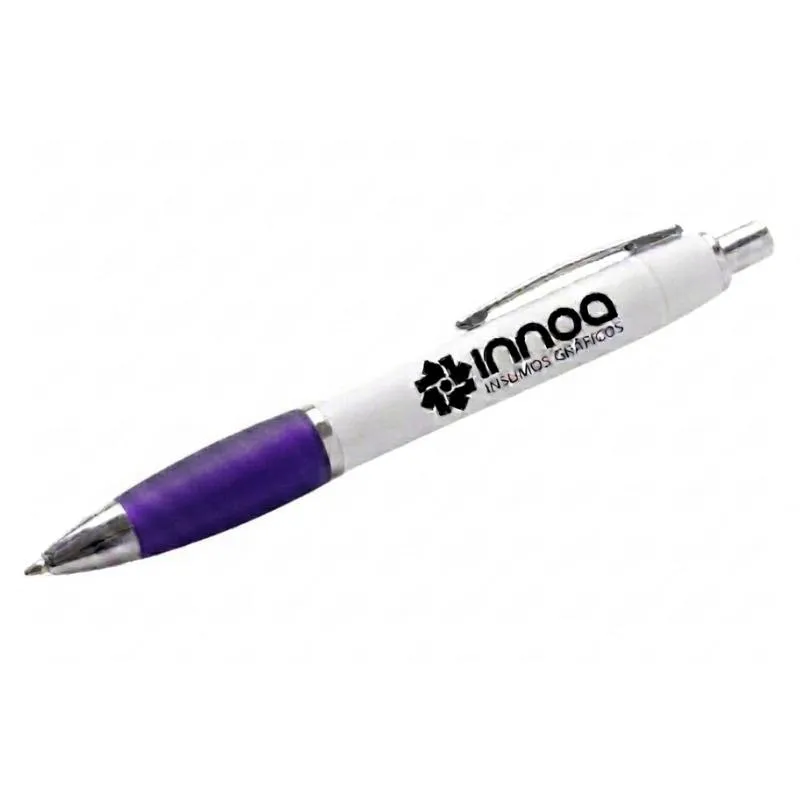 Boligrafo Grabado Laser K750 PLASTICO CUERPO BLANCO GRIP VIOLETA