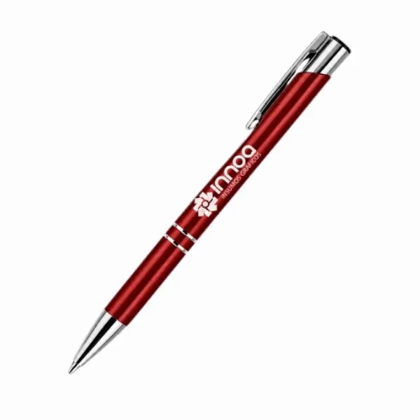 Boligrafo Grabado Laser MALIBU Rojo detalles Cromados